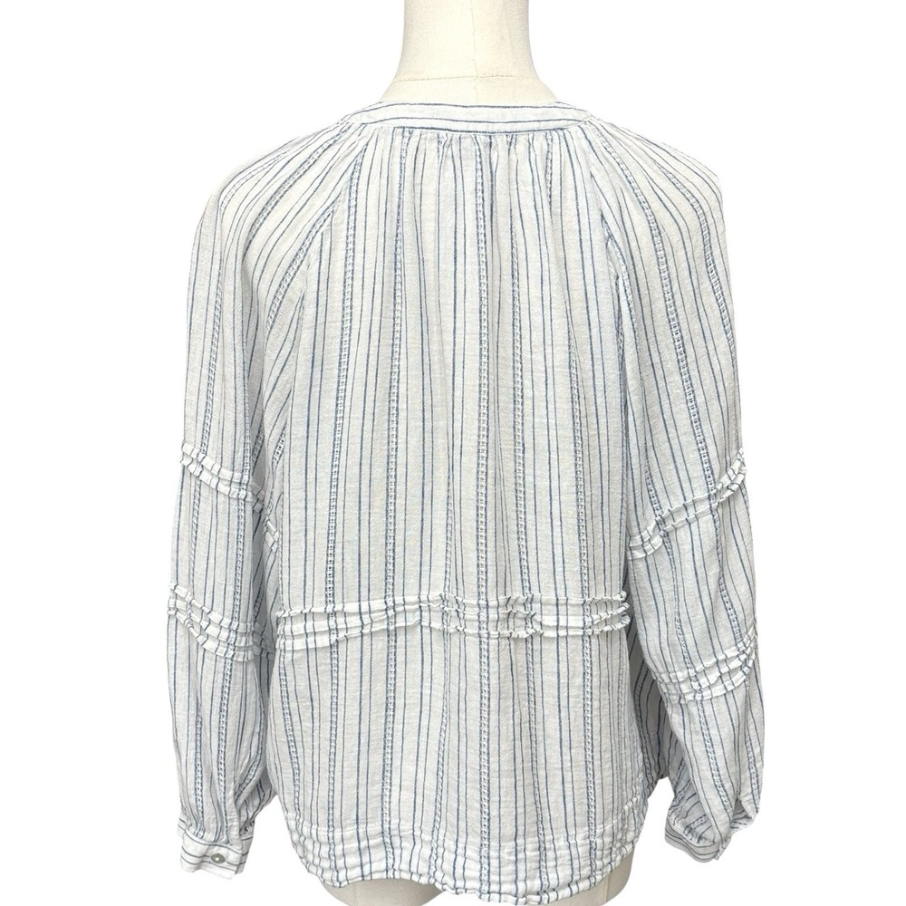 Rails Frances Sonoma Stripe Sz M Balloon Sleeve  Button Down Linen Blend - Picture 7 of 16